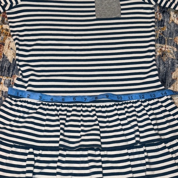 Hannah Anderson Navy Striped Kids/Girls Ruffled Dress w/Front Pocket Size 8 - Picture 15 of 16